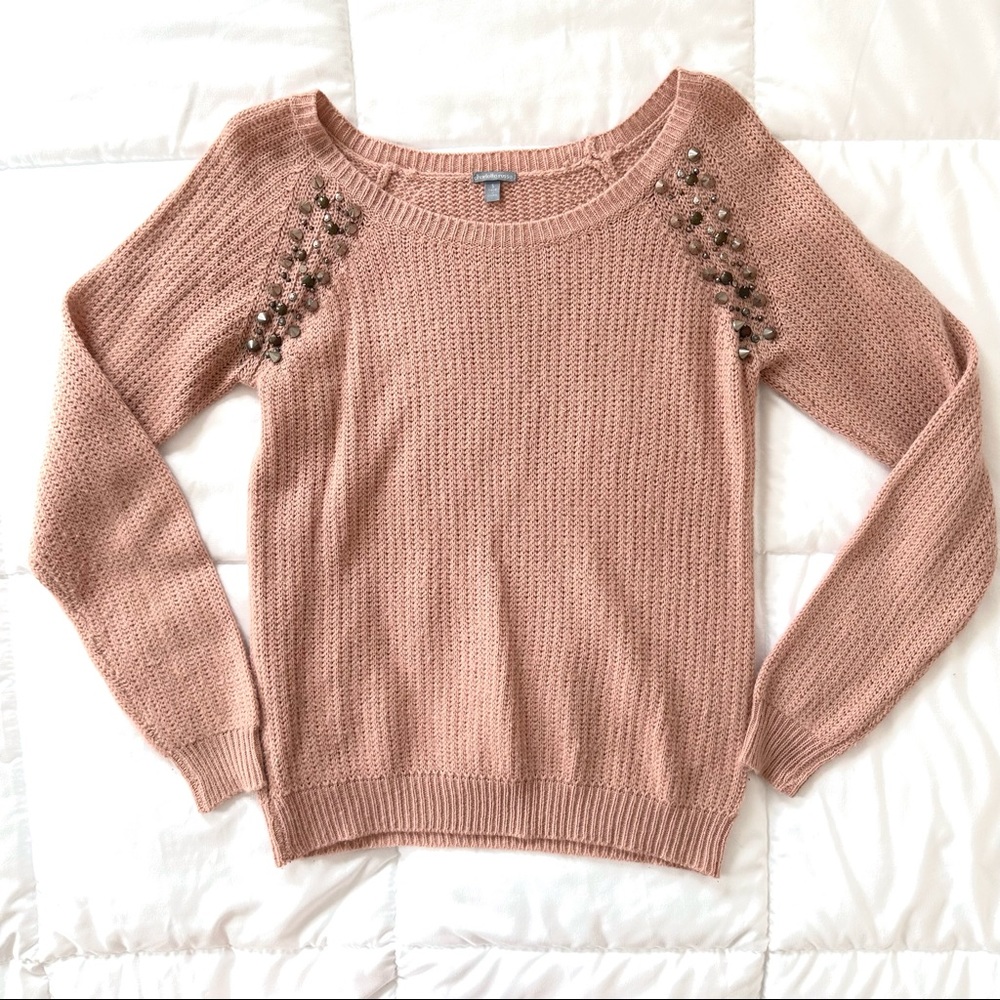 Charlotte Russe Dusty Pink Studded Sweater